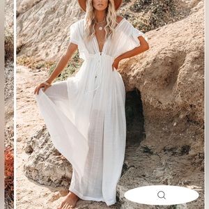 M WHITE VICI MAXI BOHO DRESS